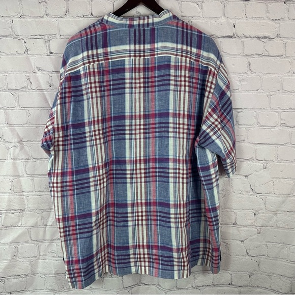 Daniel Cremieux Blue Red plaid Casual 100% linen Button Down Shirt sz XL - Picture 3 of 6